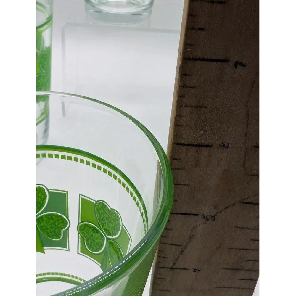 6 Set Vintage Libbey 16oz Shamrock Glasses St Patricks Day Clover Green Tumbler